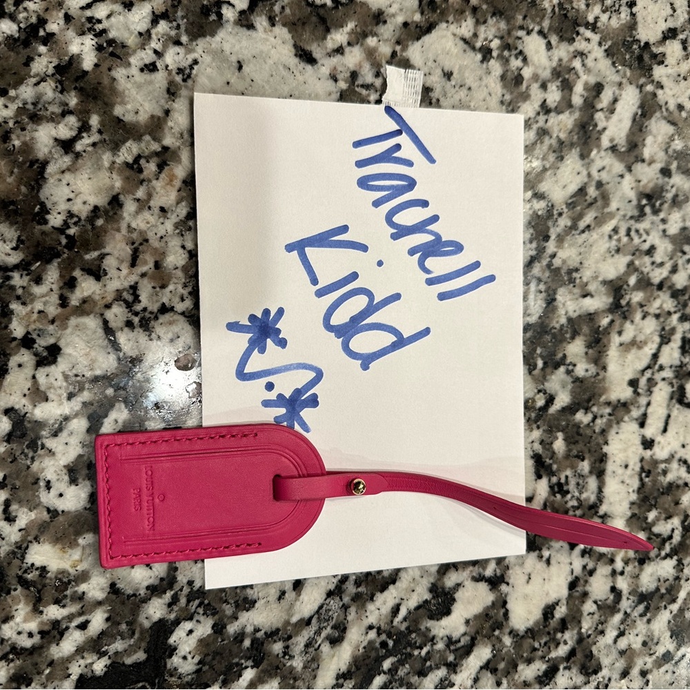 Louis Vuitton Pink Leather Luggage Tag